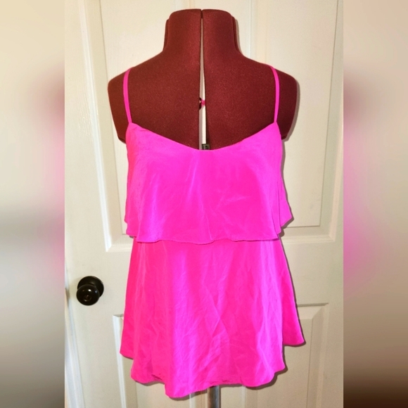 Lilly Pulitzer XS Hot Pink Silk Strappy Blouse - Picture 1 of 6